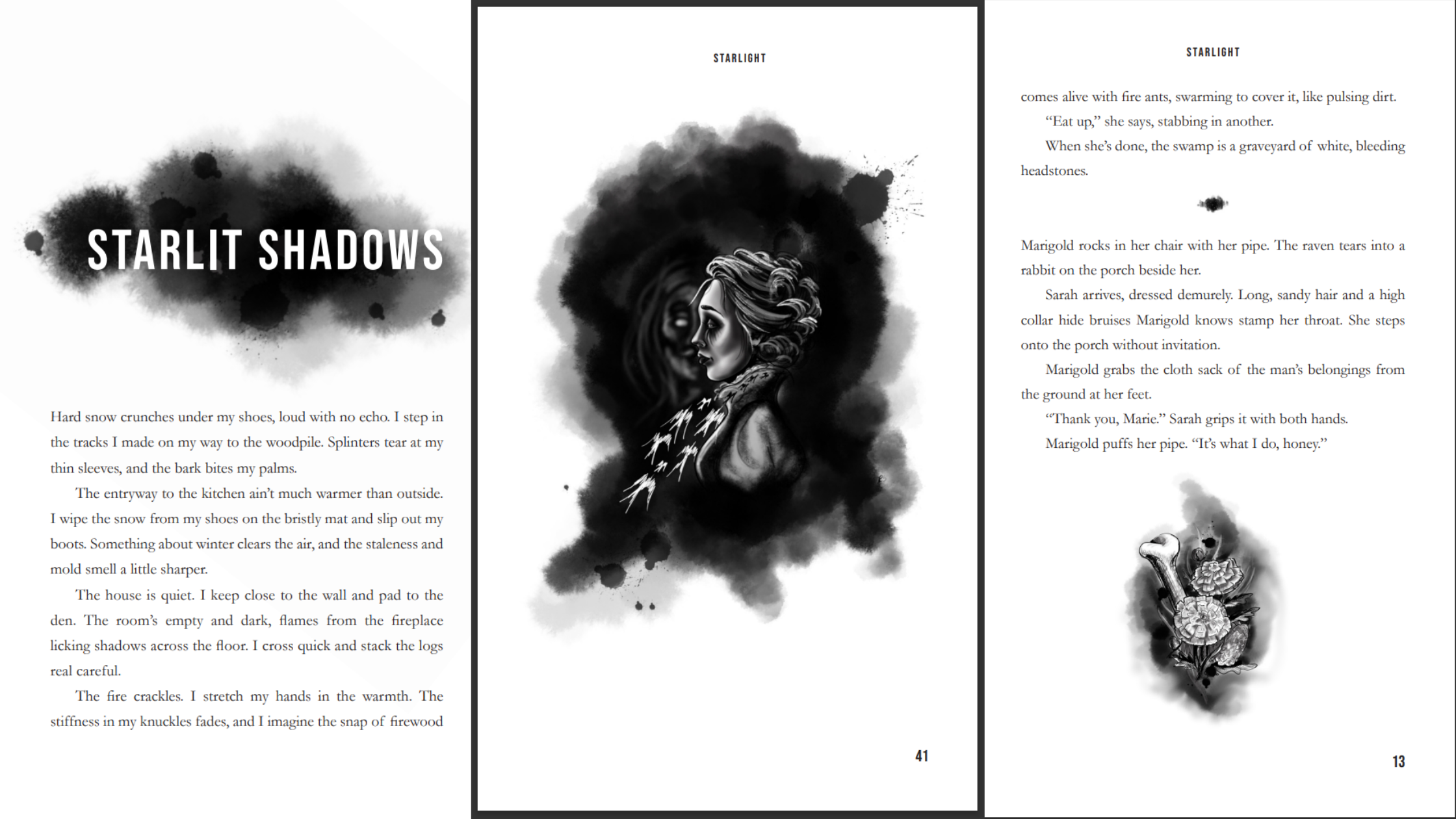 illustrations and interior formatting for starlight by hannah lee kidder, illustrations by rosalyn stilling