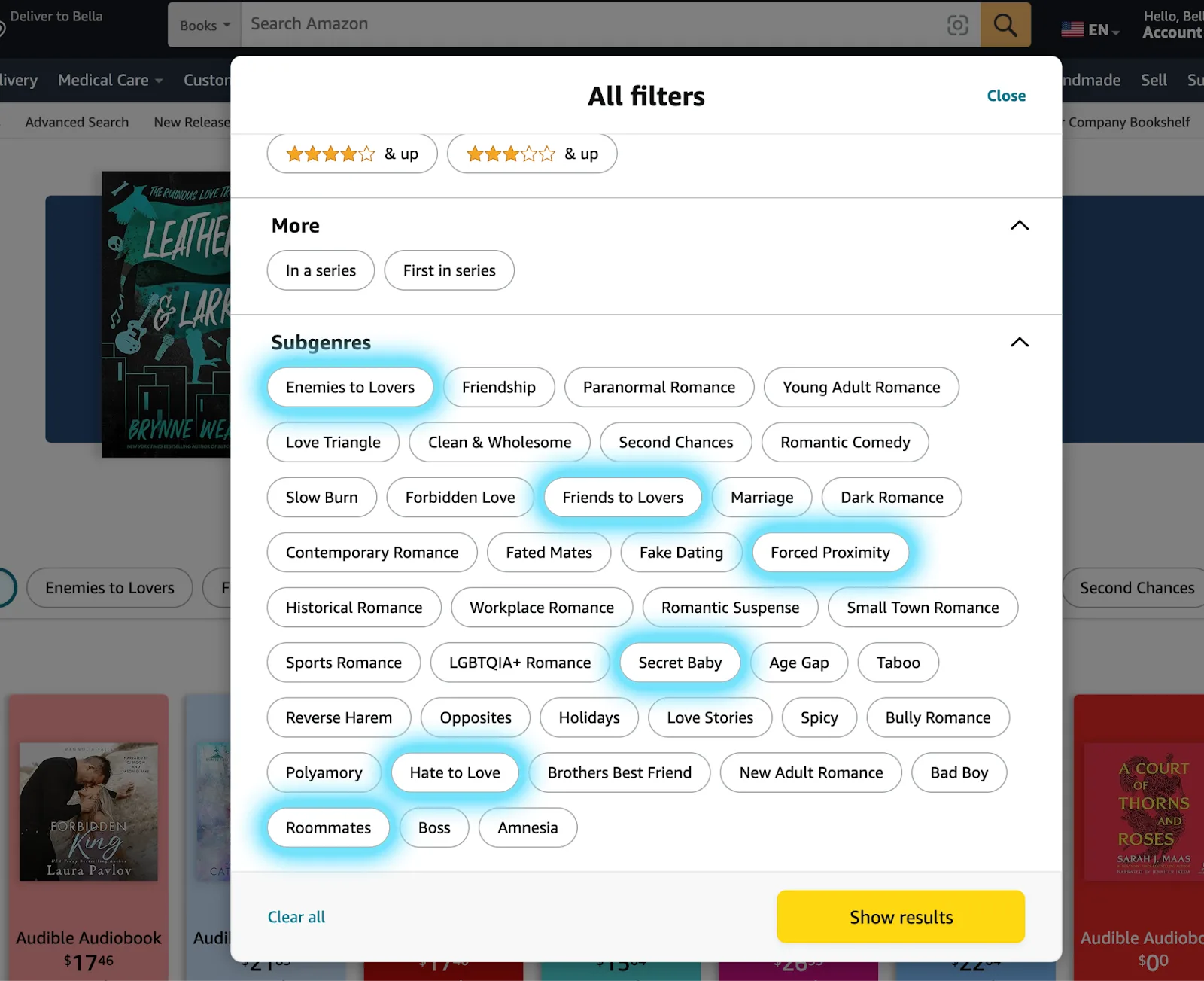 amazon romance categories