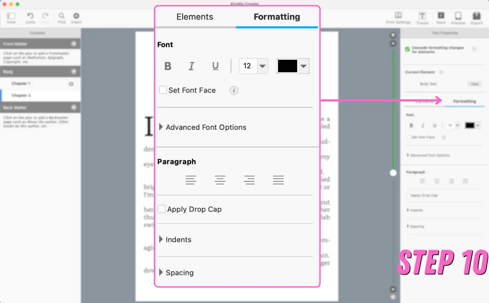 kindle create formatting