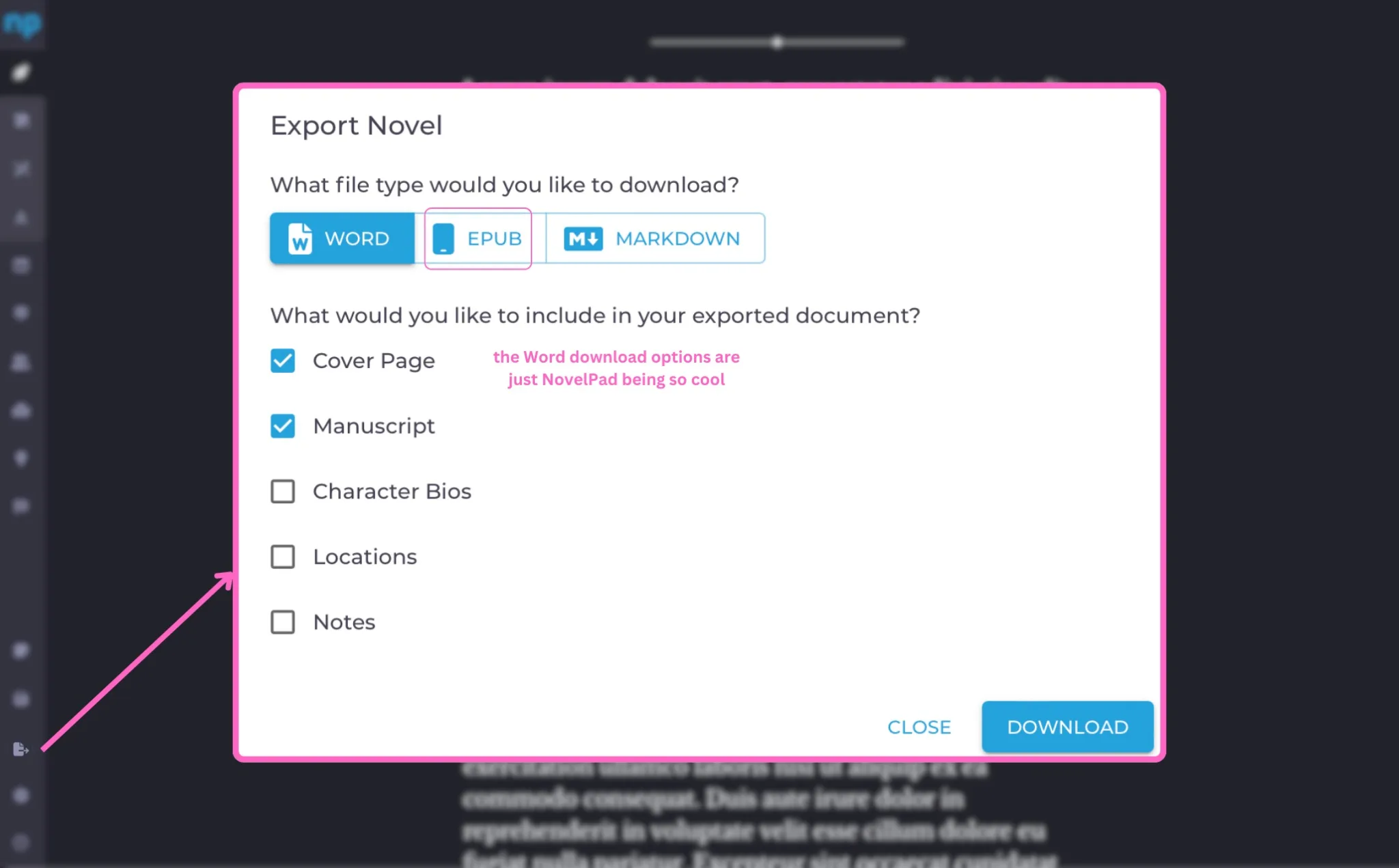  NovelPad export as EPUB