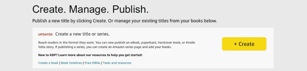  kdp create new book