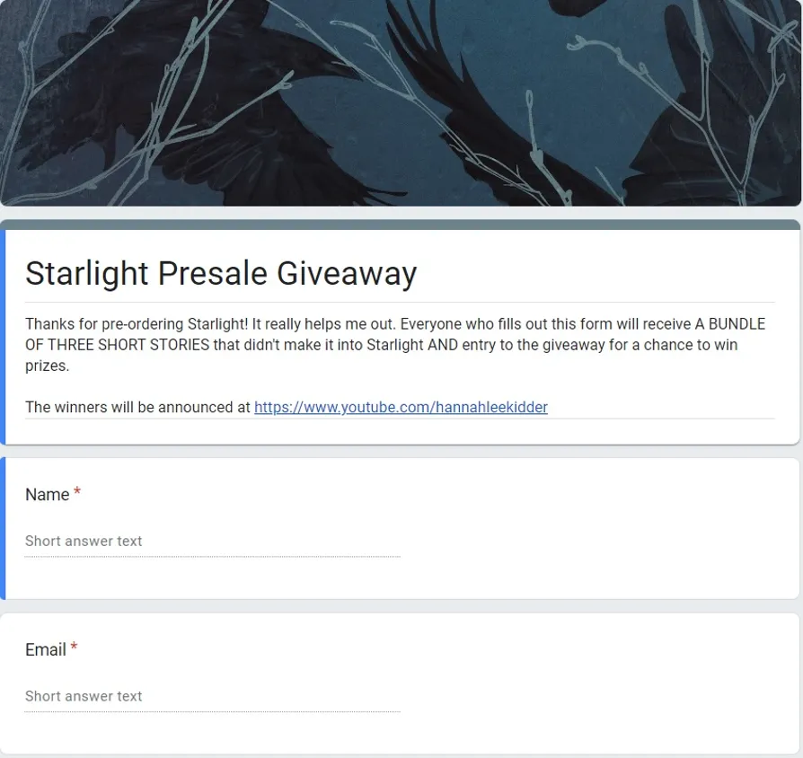  presale giveaway form