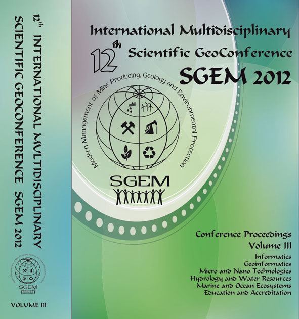 Корица на „12th International Multidisciplinary Scientific GeoConference SGEM 2012 "Modern Management of Mine Producing, Geology and Environmental Protection"“