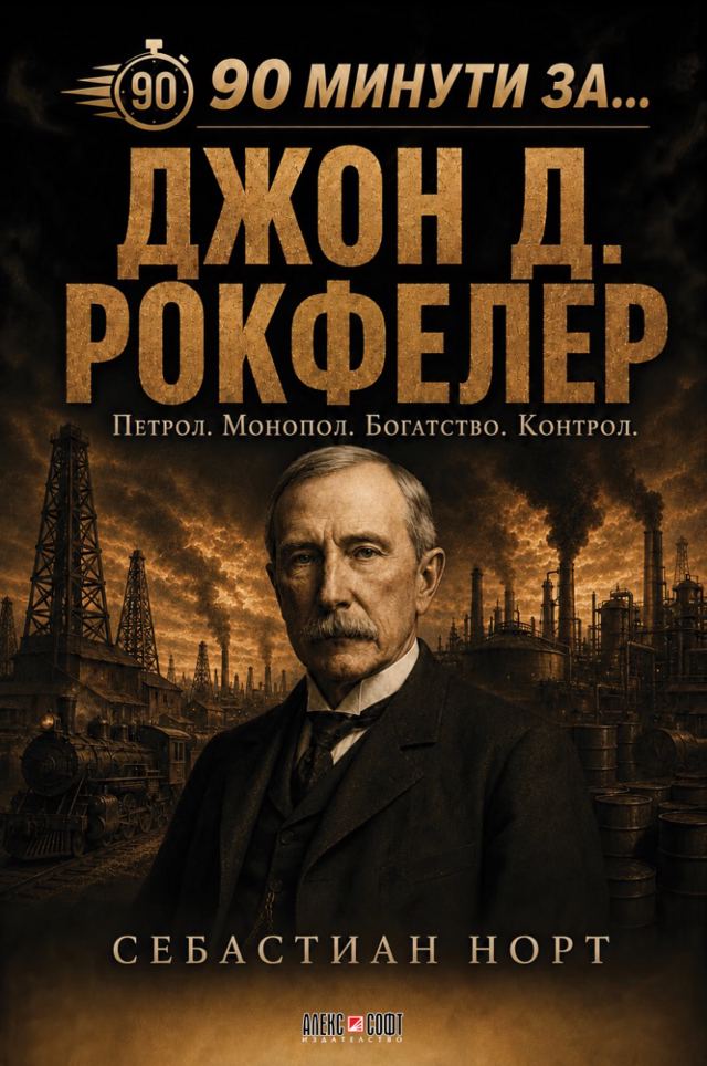 Корица на „90 минути за Джон Д. Рокфелер“