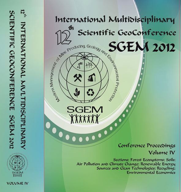 Корица на „12th International Multidisciplinary Scientific GeoConference SGEM 2012 "Modern Management of Mine Producing, Geology and Environmental Protection"“