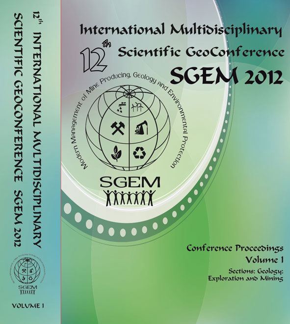 Корица на „12th International Multidisciplinary Scientific GeoConference SGEM 2012 "Modern Management of Mine Producing, Geology and Environmental Protection"“