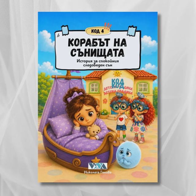 Корица на „Код 4: Корабът на сънищата – История за спокойния следобеден сън, 24 стр, А5, Поредица: Код детска градина“