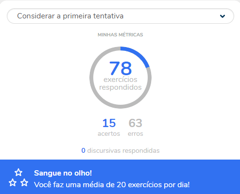 Imagem mostra a métrica de exercícios do Aprova Total