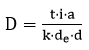 'D' é igual a 't' vezes 'i' vezes 'a' dividido por 'k' vezes 'd' 'e' vezes 'd'