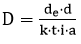 'D' é igual a 'd' 'e' vezes 'd' dividido por 'k' vezes 't' vezes 'i' vezes 'a'