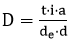 'D' é igual a 't' vezes 'i' vezes 'a' dividido por 'd' 'e' vezes 'd'