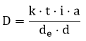 'D' é igual a 'k' vezes 't' vezes 'i' vezes 'a' dividido por 'd' 'e' vezes 'd'