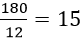 180 dividido por 12 é igual a 15
