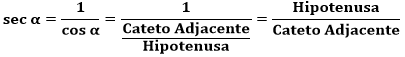 Na trigonometria há a razão trigonométrica inversa do cosseno de alfa, que é a secante de alfa.
A secante de alfa é o inverso do cosseno de alfa, ou seja, é um dividido pelo cateto adjacente dividido pela hipotenusa. Além disso, ela é igual a hipotenusa dividido pelo cateto adjacente.