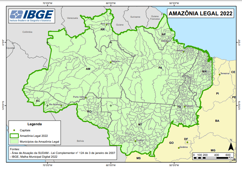 mapa Amazônia legal