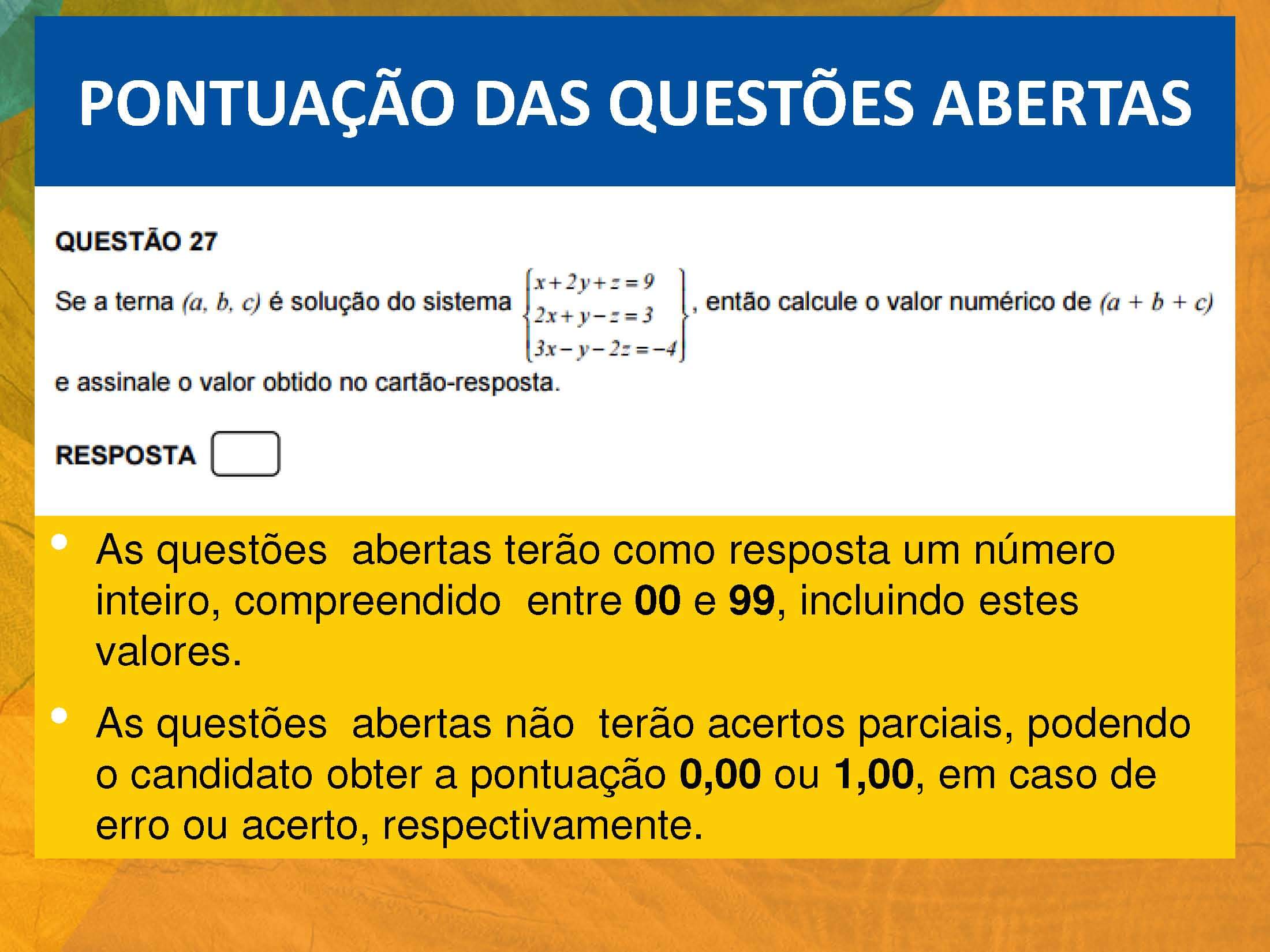 Imagem explicativa sobre como funciona a pontuação das questões abertas no vestibular da UFSC