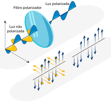 Representação da polarização da luz. 