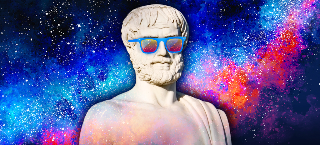 Busto de Sócrates em um fundo colorido
