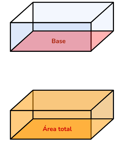 Figura mostrando a base e a área total - geometria espacial