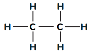 Fórmula estrutural plana aberto do etano - cadeias carbônicas