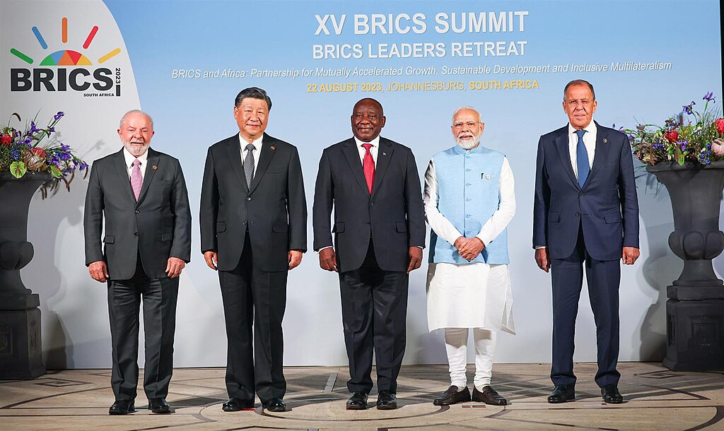 Líderes do Brics na 15ª cúpula, realizada em agosto de 2023