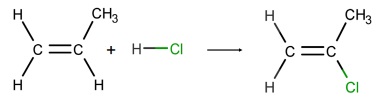 Exemplo de uma hidro-halogenação em um alceno