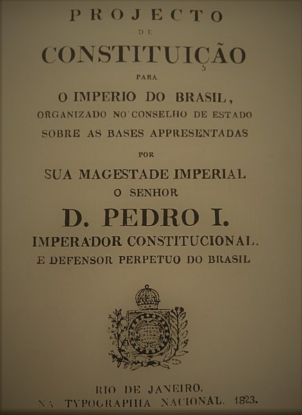 Imagem da folha de rosto do projeto da Constituição de 1824 - cidadania no Brasil