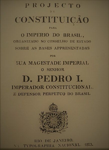 Imagem da folha de rosto do projeto da Constituição de 1824 - cidadania no Brasil