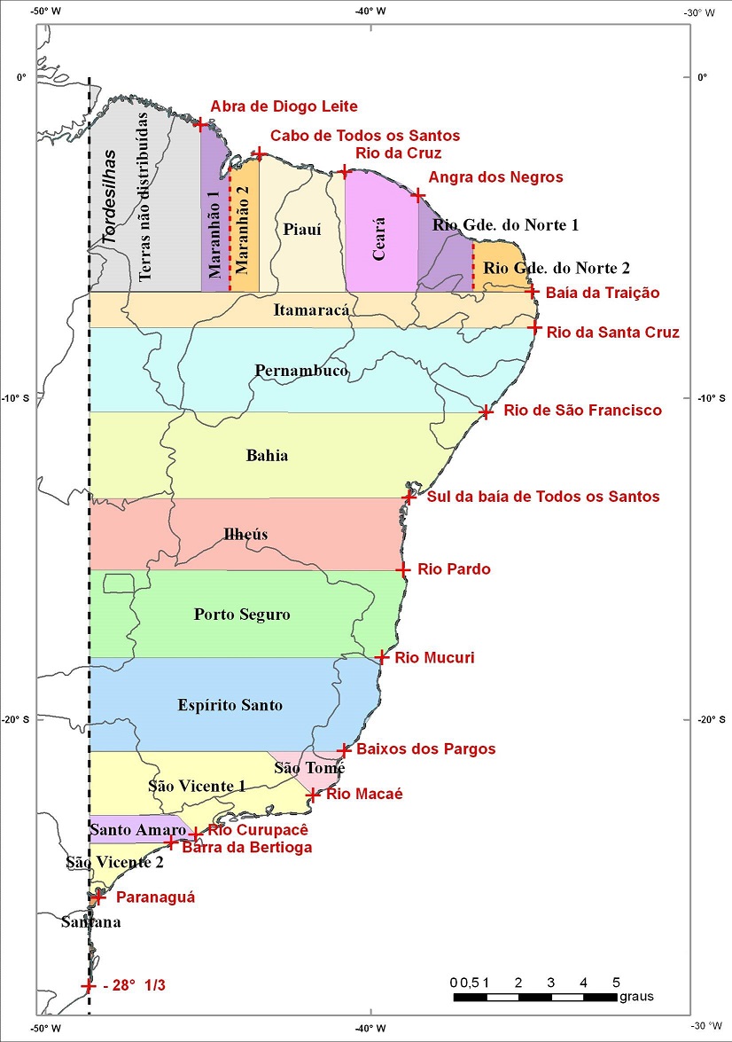 Mapa das capitanias hereditária - independência do Brasil