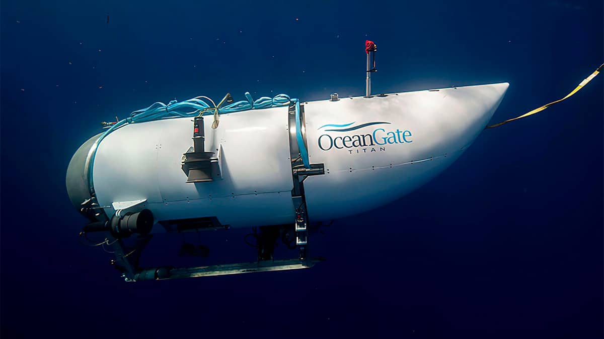 Foto do submarino Titan, da Ocean Gate - hidrodinâmica