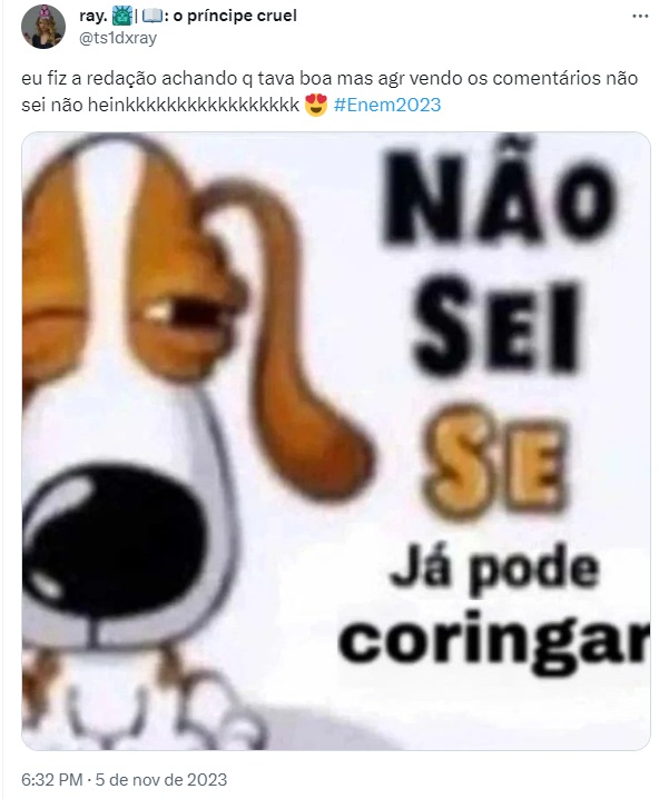 Tweet falando se já é possível coringar após ver comentário de outras pessoas na internet