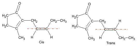 Primeiro composto com isomeria cis e segundo composto com isomeria trans