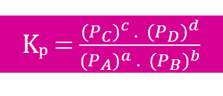 Kp é igual a PC elevado a c vezes PD elevado a d sobre PA elevado a a vezes PB elevado a b