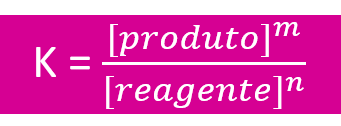 K igual a abre colchetes produto fecha colchetes elevado a m sobre abre colchetes reagente fecha colchetes elevado a n