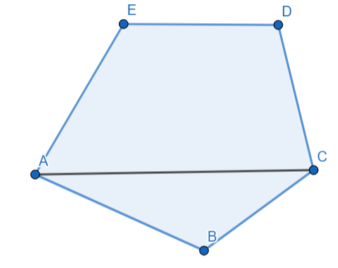 Ilustração de um pentágono com sua diagonal identificada