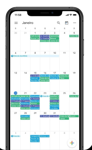 Interface do Google Agenda