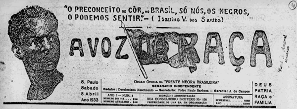 Cabeçalho do jornal A voz da raça