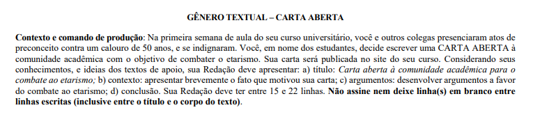 Exemplo de contexto e comando de produção para a redação do Vestibular de Verão UEM 2023