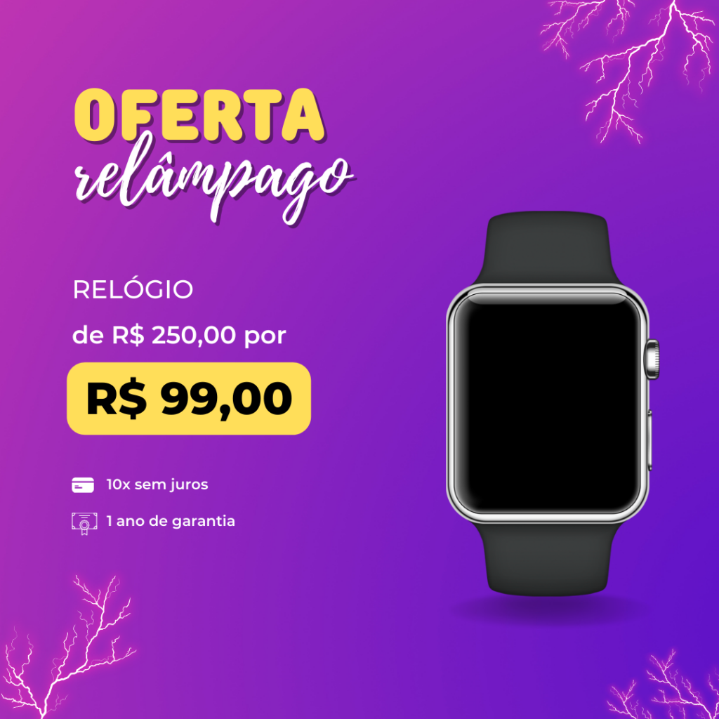 Promoção fictícia de smartwatch para calcular porcentagem