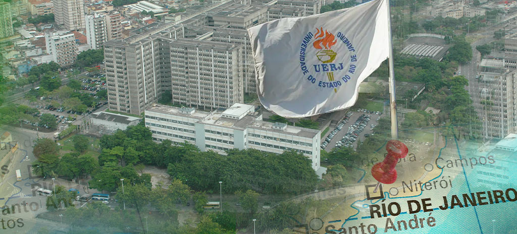 Imagem da faixada da Universidade do Estado do Rio de Janeiro representando a organização do vestibular Uerj 2025