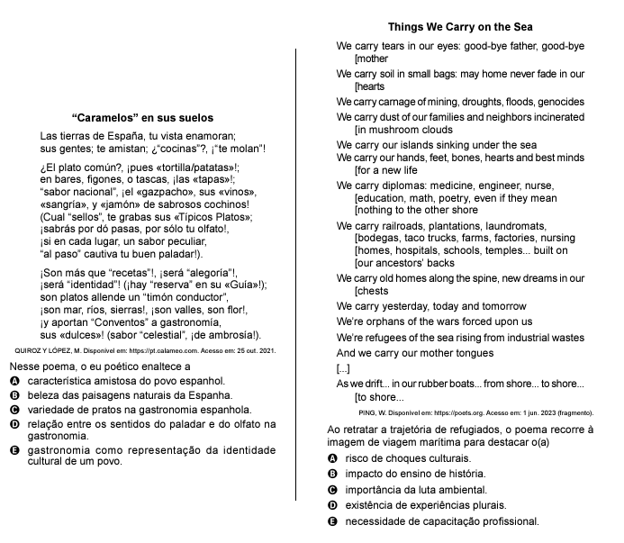 Questões inglês e espanhol