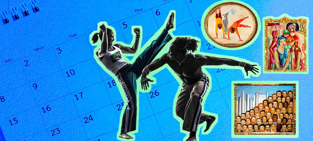 calendário com imagens referentes a datas comemorativas de agosto