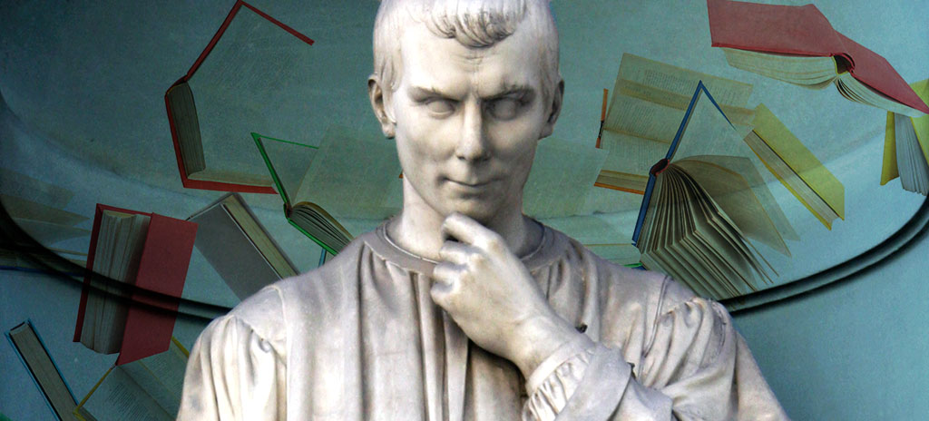 estátua de maquiavel com montagem