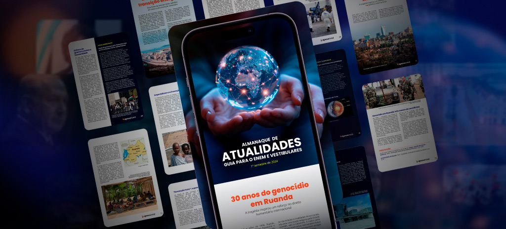 Capa do Almanaque de Atualidades 2024, um guia completo para o Enem e vestibulares