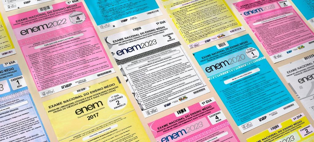 Capas de provas do Enem de anos anteriores