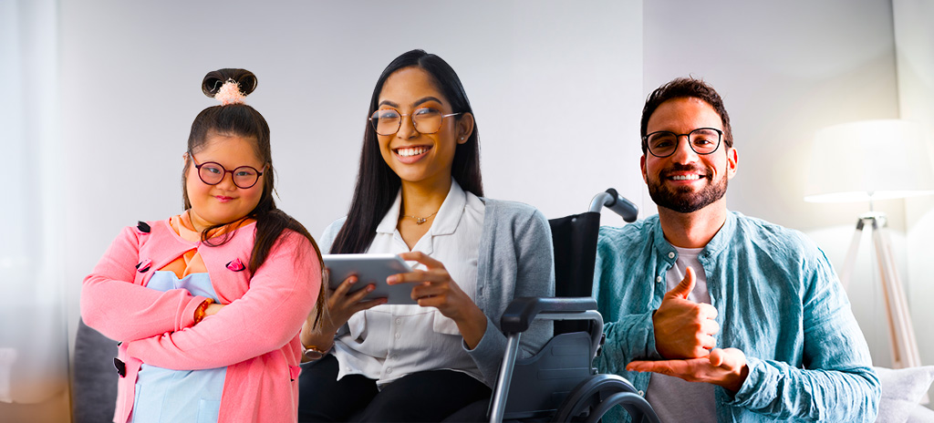 montagem reunindo pessoas com deficiência