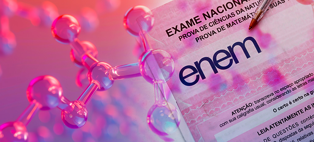montagem com referência à prova de química orgânica do enem