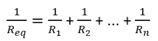 Fórmula do inverso da resistência equivalente dada por um sobre resistência equivalente igual a um sobre resistência um mais um sobre resistência dois mais infinito mais um sobre resistência n