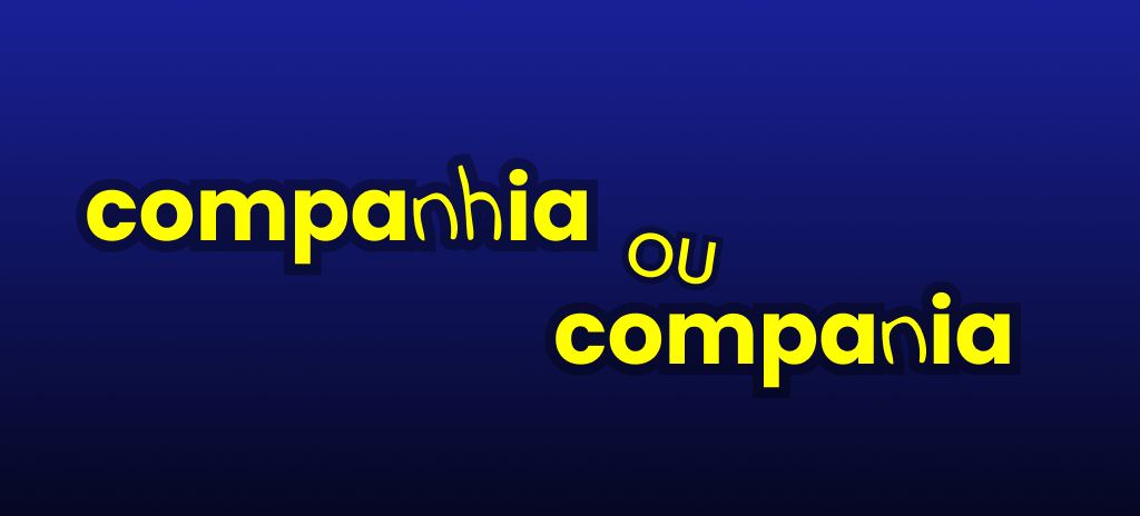 Companhia ou companhia escrita em amarelo com fundo azul escuro