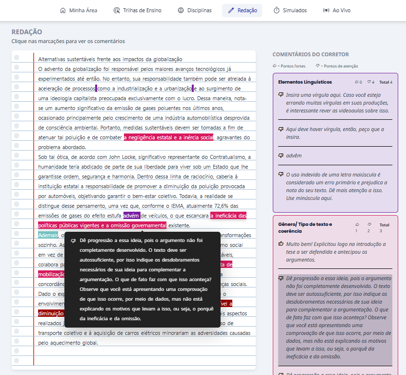 Exemplo de correção para uma proposta da redação da Unesp - melhor cursinho iniciante